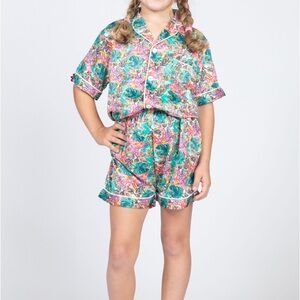 Kids Jane Marie Silky Satin Pajama Short Set - Tropical Dreams - Size M